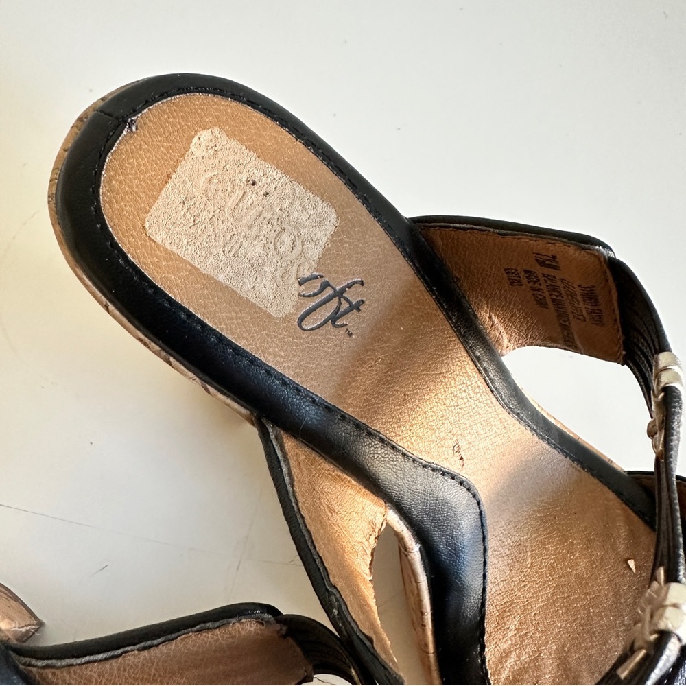 Eurosoft Sofft Fayann Slide Heel Sandal Black leather silver metallic decor 7.5 - Picture 11 of 15